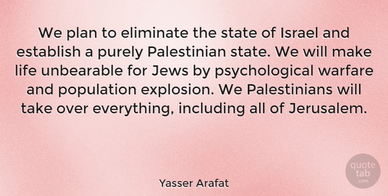Yasser Arafat Quote About Islamic, Israel, Population: We Plan To Eliminate The...