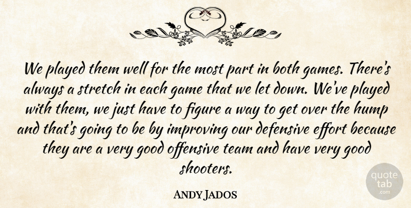 Andy Jados Quote About Both, Defensive, Effort, Figure, Game: We Played Them Well For...