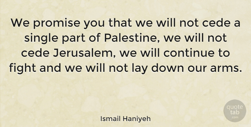 Ismail Haniyeh Quote About Fighting, Promise, Jerusalem: We Promise You That We...