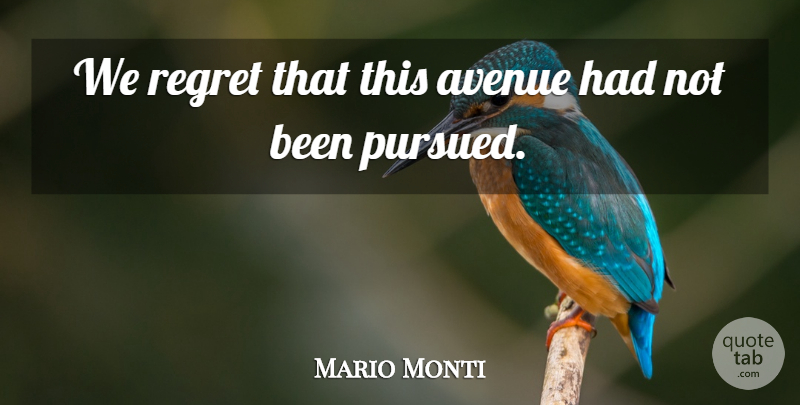 Mario Monti Quote About Avenue, Regret: We Regret That This Avenue...