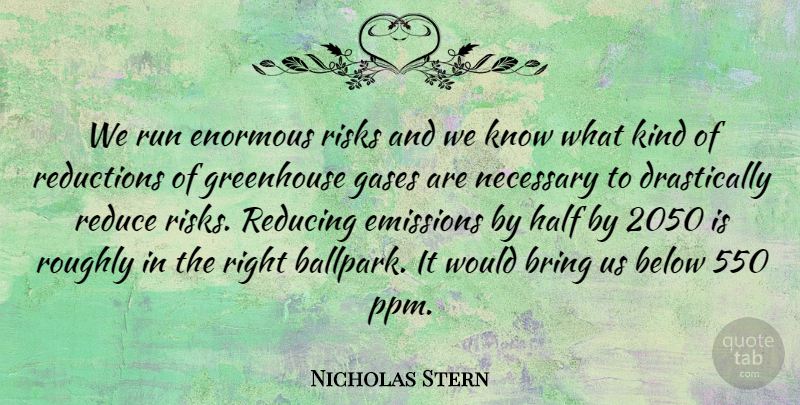 Nicholas Stern Quote About Running, Risk, Half: We Run Enormous Risks And...