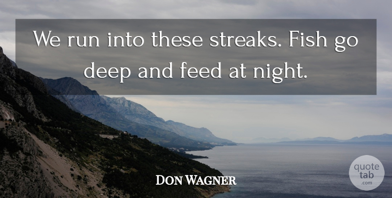 Don Wagner Quote About Deep, Feed, Fish, Run: We Run Into These Streaks...