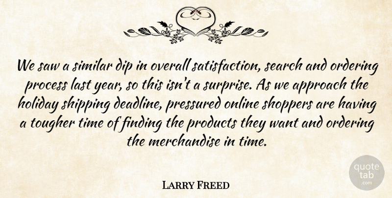 Larry Freed Quote About Approach, Dip, Finding, Holiday, Last: We Saw A Similar Dip...