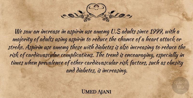 Umed Ajani Quote About Among, Attack, Chance, Diabetes, Heart: We Saw An Increase In...