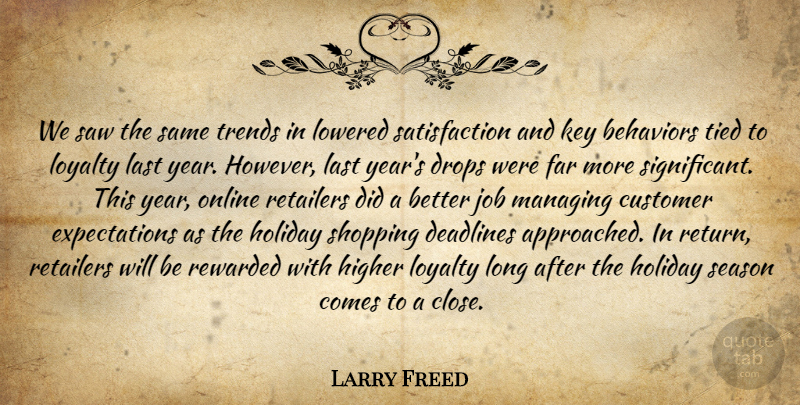 Larry Freed Quote About Customer, Deadlines, Drops, Far, Higher: We Saw The Same Trends...