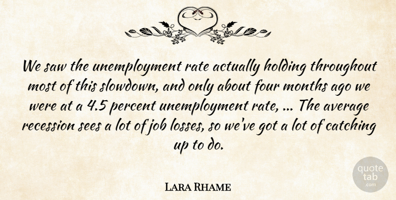 Lara Rhame Quote About Average, Catching, Four, Holding, Job: We Saw The Unemployment Rate...