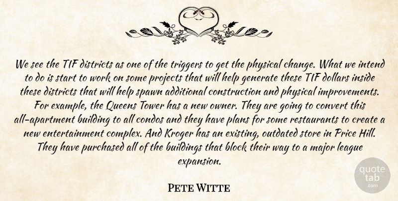 Pete Witte Quote About Additional, Block, Building, Buildings, Convert: We See The Tif Districts...
