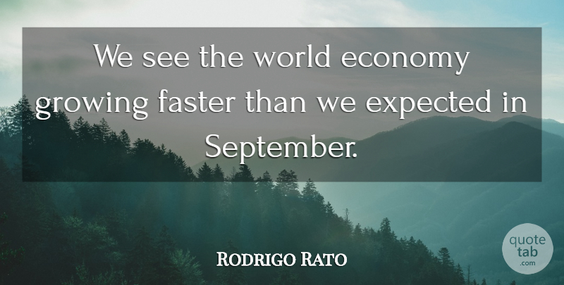 Rodrigo Rato Quote About Economy, Expected, Faster, Growing: We See The World Economy...