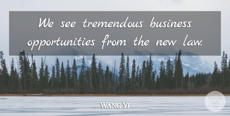 Wang Yi Quote About Business, Tremendous: We See Tremendous Business Opportunities...