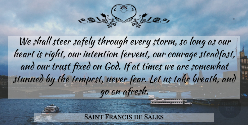 Saint Francis de Sales Quote About Heart, Long, Storm: We Shall Steer Safely Through...