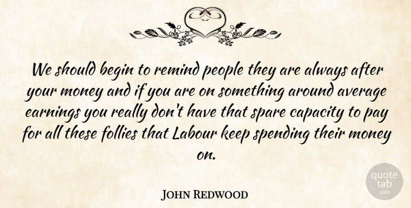John Redwood Quote About Average, Begin, Capacity, Earnings, Follies: We Should Begin To Remind...