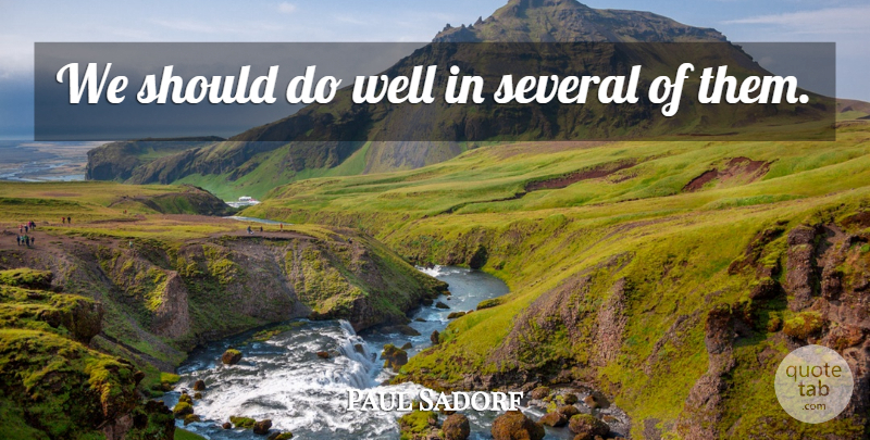 Paul Sadorf Quote About Several: We Should Do Well In...