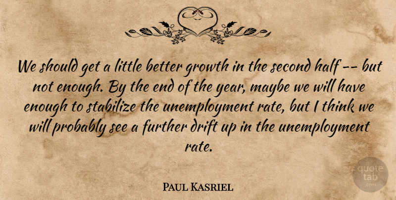 Paul Kasriel Quote About Drift, Further, Growth, Half, Maybe: We Should Get A Little...