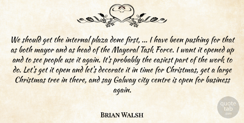 Brian Walsh Quote About Both, Business, Centre, Christmas, City: We Should Get The Internal...