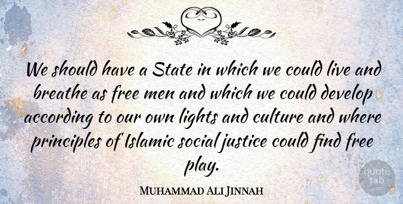 Muhammad Ali Jinnah Quote About Islamic, Men, Should Have: We Should Have A State...
