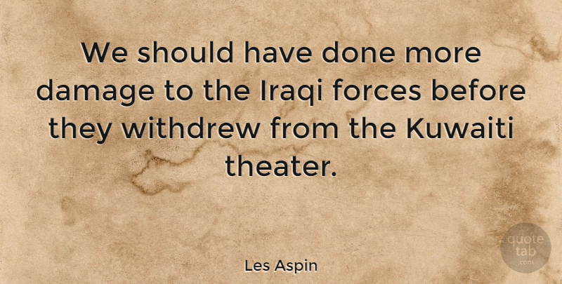 Les Aspin Quote About Should Have, Done, Damage: We Should Have Done More...