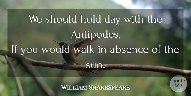 William Shakespeare Quote About Time, Sun, Absence: We Should Hold Day With...