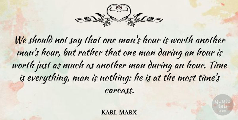 Karl Marx Quote About Time, Men, Hours: We Should Not Say That...