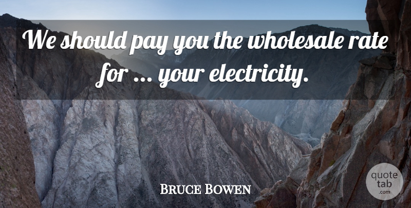 Bruce Bowen Quote About Electricity, Pay, Rate, Wholesale: We Should Pay You The...