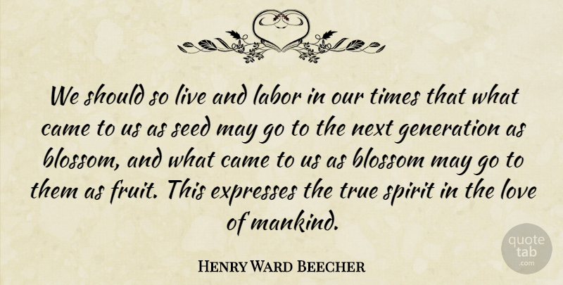 Henry Ward Beecher Quote About Blossom, Came, Expresses, Generation, Labor: We Should So Live And...