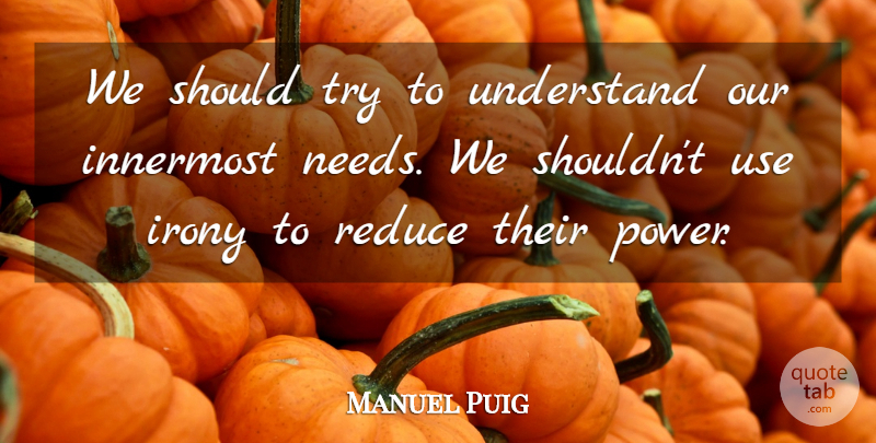 Manuel Puig Quote About Trying, Use, Literature: We Should Try To Understand...