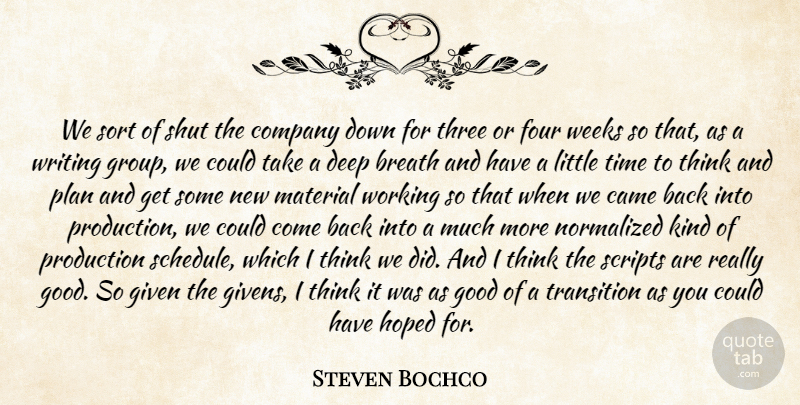 Steven Bochco Quote About Breath, Came, Company, Deep, Four: We Sort Of Shut The...