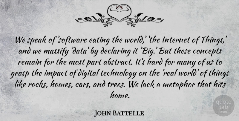 John Battelle Quote About Concepts, Declaring, Digital, Eating, Grasp: We Speak Of Software Eating...