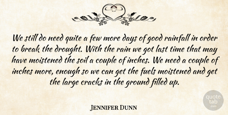 Jennifer Dunn Quote About Break, Couple, Cracks, Days, Few: We Still Do Need Quite...