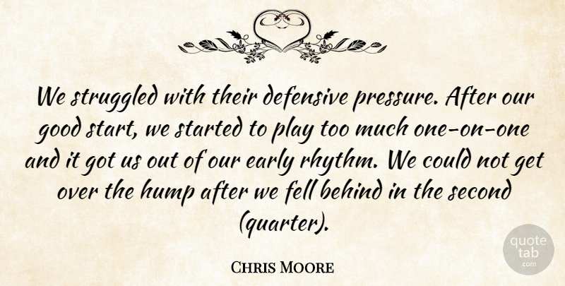Chris Moore Quote About Behind, Defensive, Early, Fell, Good: We Struggled With Their Defensive...