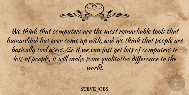 Steve Jobs Quote About Thinking, Differences, People: We Think That Computers Are...