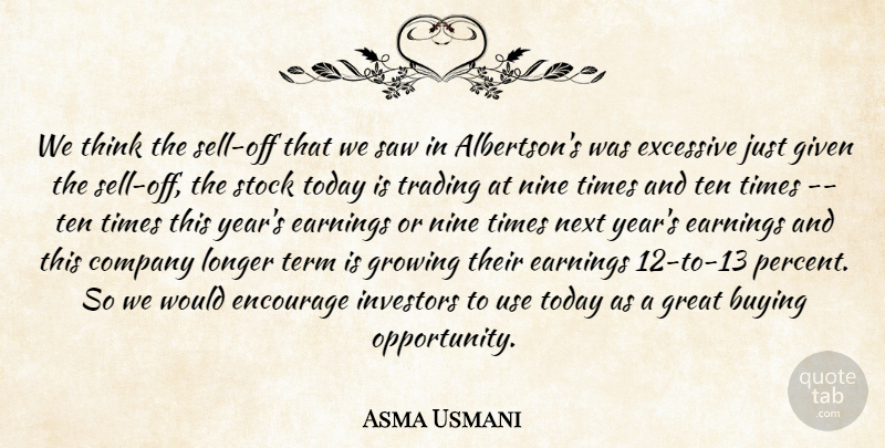 Asma Usmani Quote About Buying, Company, Earnings, Encourage, Excessive: We Think The Sell Off...