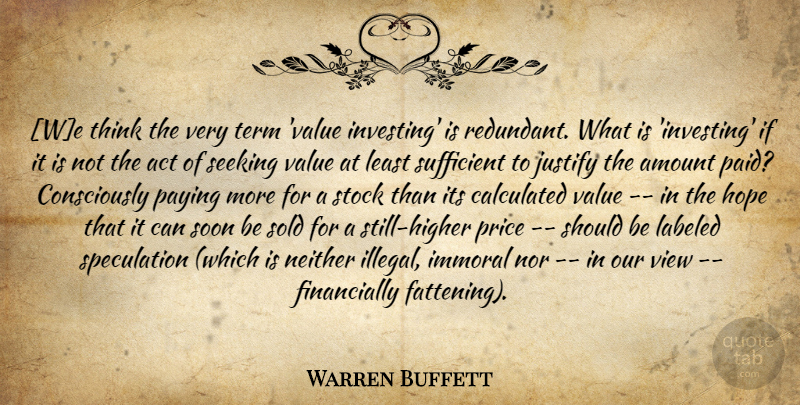 Warren Buffett Quote About Thinking, Views, Investing: We Think The Very Term...