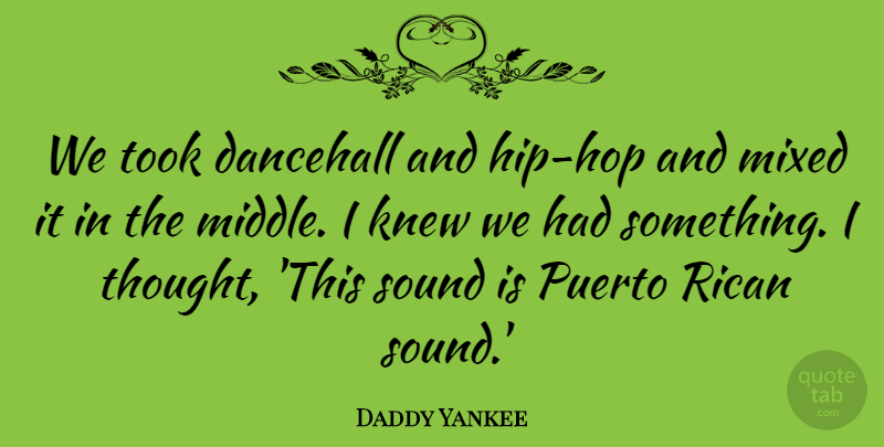 Daddy Yankee Quote About Knew, Mixed, Puerto, Rican, Sound: We Took Dancehall And Hip...