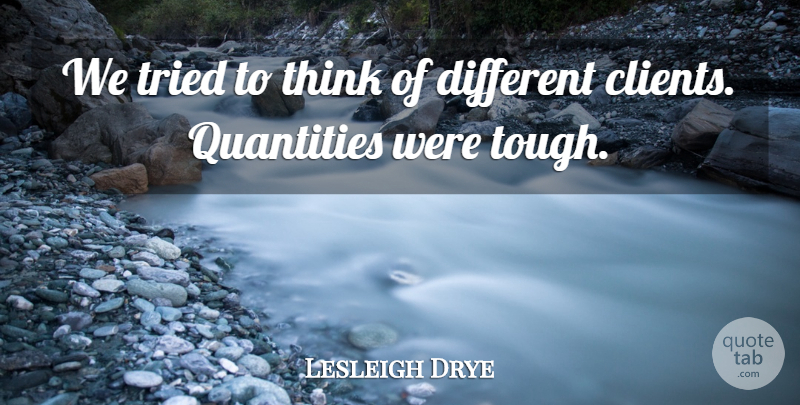 Lesleigh Drye Quote About Quantities, Tried: We Tried To Think Of...