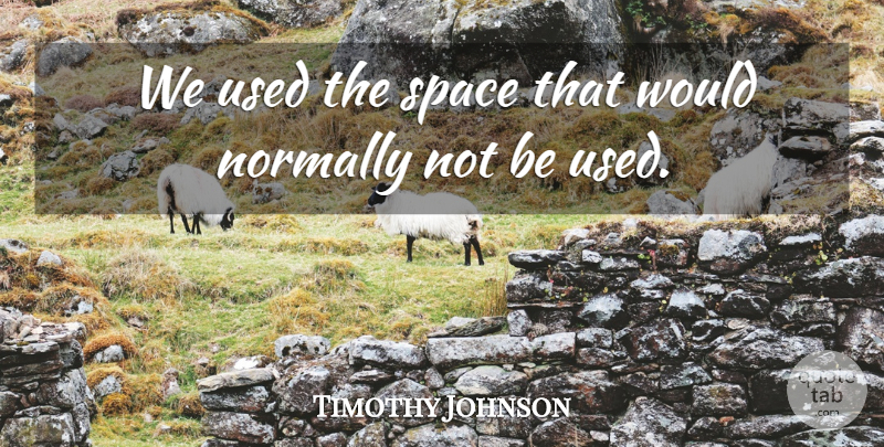 Timothy Johnson Quote About Normally, Space: We Used The Space That...