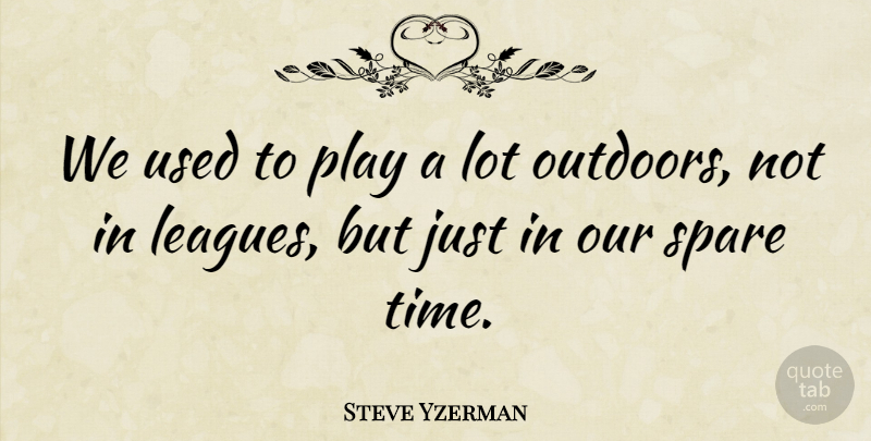 Steve Yzerman Quote About Sports, Time, Play: We Used To Play A...