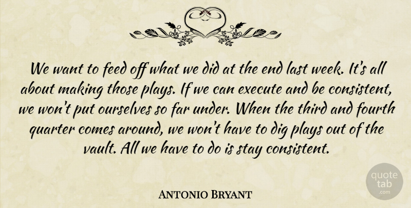 Antonio Bryant Quote About Dig, Execute, Far, Feed, Fourth: We Want To Feed Off...
