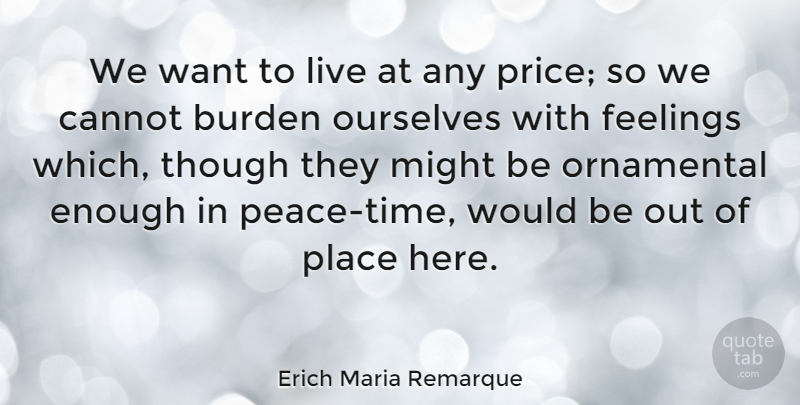 Erich Maria Remarque Quote About Feelings, Want, Might: We Want To Live At...