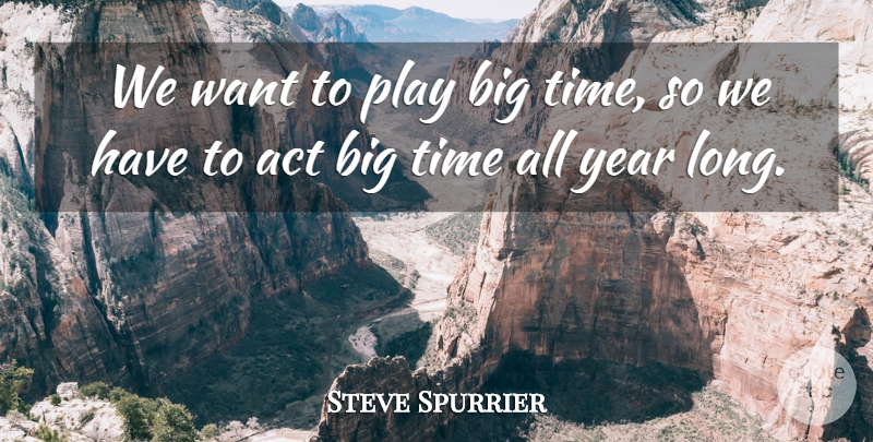 Steve Spurrier Quote About Act, Time, Year: We Want To Play Big...