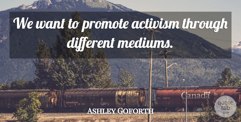 Ashley Goforth Quote About Activism, Promote: We Want To Promote Activism...