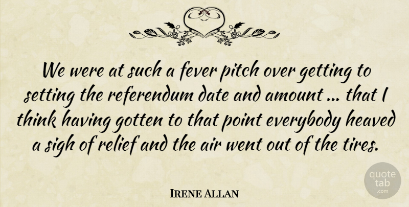 Irene Allan Quote About Air, Amount, Date, Everybody, Fever: We Were At Such A...