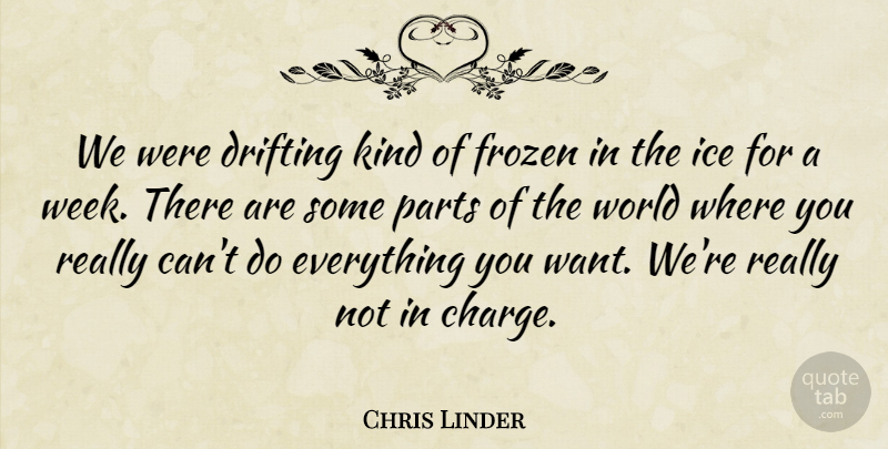 Chris Linder Quote About Drifting, Frozen, Ice, Parts: We Were Drifting Kind Of...
