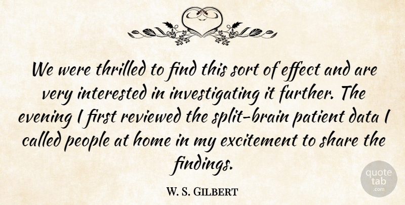 W. S. Gilbert Quote About Data, Effect, Evening, Excitement, Home: We Were Thrilled To Find...