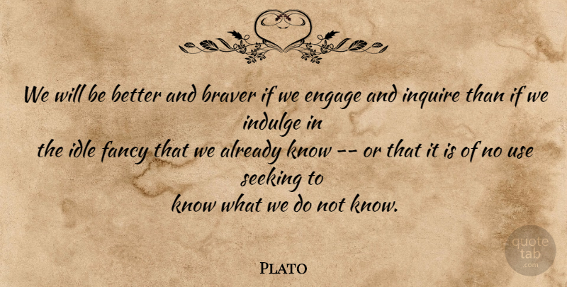 Plato Quote About Indulge In, Fancy, Use: We Will Be Better And...