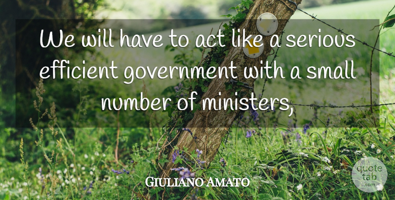Giuliano Amato Quote About Act, Efficient, Government, Number, Serious: We Will Have To Act...