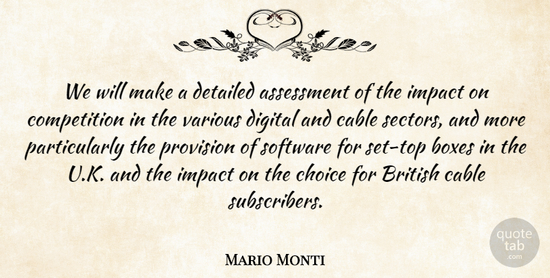 Mario Monti Quote About Assessment, Boxes, British, Cable, Choice: We Will Make A Detailed...