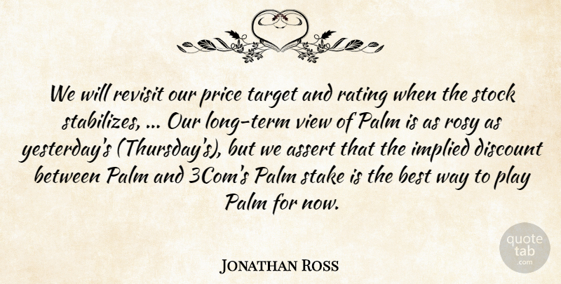 Jonathan Ross Quote About Assert, Best, Discount, Palm, Price: We Will Revisit Our Price...