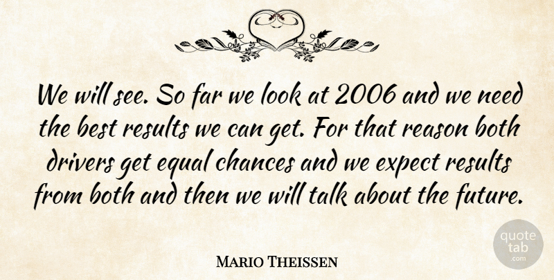 Mario Theissen Quote About Best, Both, Chances, Drivers, Equal: We Will See So Far...