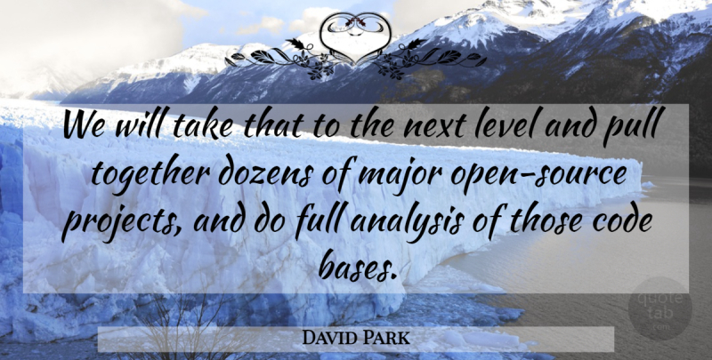 David Park Quote About Analysis, Code, Dozens, Full, Level: We Will Take That To...