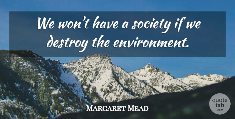 Margaret Mead Quote About Nature, Carpe Diem, Society: We Wont Have A Society...